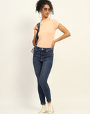 Madame Skinny Fit Raw Hem Cotton Dark Blue Denim