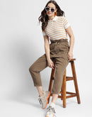 Madame Mid Rise Tapered Fit Brown Cargo