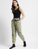 Madame Tapered Fit Olive Green Mid Rise Cargo Joggers