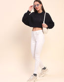 Camla Barcelona Cotton Cable Knit Navy Blue Crop Sweater