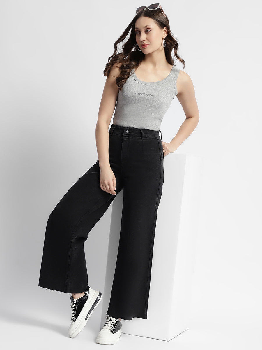 Madame Black Wid Leg High Rise Jeans