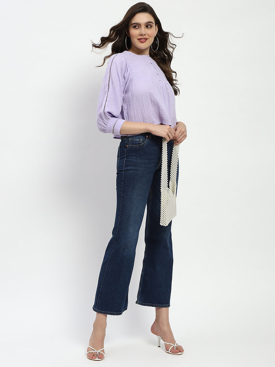 Madame Puff Sleeve Lilac Tunic Top