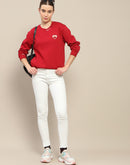 Madame Fleece Patched Maroon Sweatshirt