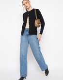 Madame Round Neck Black Cardigan