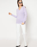 Madame V Neck Skinny Fit Mauve Sweater