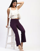 Madame Single Pleated Purple Flared Trousers