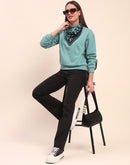Camla Barcelona Cotton High Neck Sea Green Sweatshirt