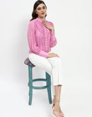 Madame Bridgerton Lacework Pleated Nylon Mauve Shirt