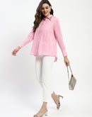 Madame Embroided Collar Pink Shirt