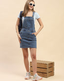 Camla Barcelona Solid Blue Dungaree Skirt