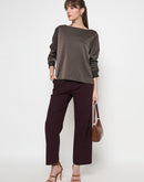 Madame Belted Straight Fit Wine Trousers