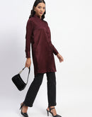 Madame Button Down Long Wine Shirt