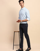 Camla Barcelona Solid Cotton Slash Pocket Navy Trouser