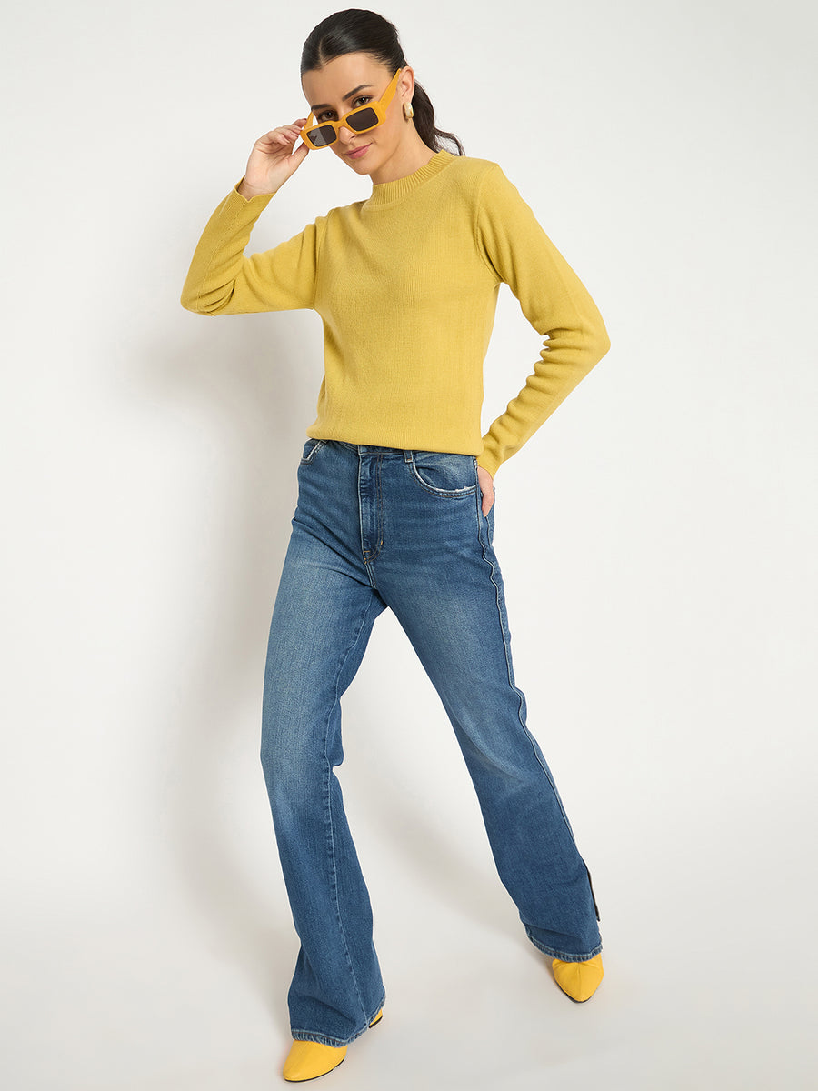 Madame Mock Neck Solid Yellow Skeeve