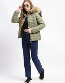 Madame Faux Fur Trimmed Hood Quilted Mauve Puffer Jacket