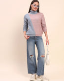 Camla Barcelona Color Blocked Turtle Neck Peach Sweater