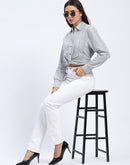 Madame Striped Overlap Detailing Off White Shirt