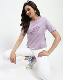 Madame Graphic Printed Mauve Cotton T-Shirt