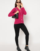 Madame Cable Knit V Neck Hot Pink Cardigan