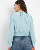 Madame Aqua Knot Detailed High Neck Top