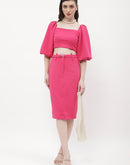 Madame Belted Waisted Hot Pink Pencil Skirt