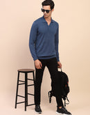 Camla Barcelona Blue Polo Neck Cotton Knitted T-Shirt