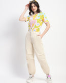 Madame Relax Fit Off White Cotton Joggers