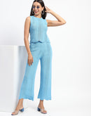 Madame Cotton Crochet Blue Two-Piece Set