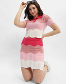 Madame Colourblocked Hot Pink Two-Piece Crochet Co-Ord Set