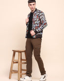 Camla Barcelona Typography Printed Multicolor Varsity Jacket