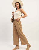 Madame Waist Belted Tapered Fit Brown Trousers