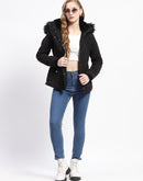 Madame Black Faux Fur Hood Quilted Puffer Jacket