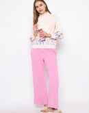 mSECRET Printed Sweatshirt and Bottoms Pink Night suit