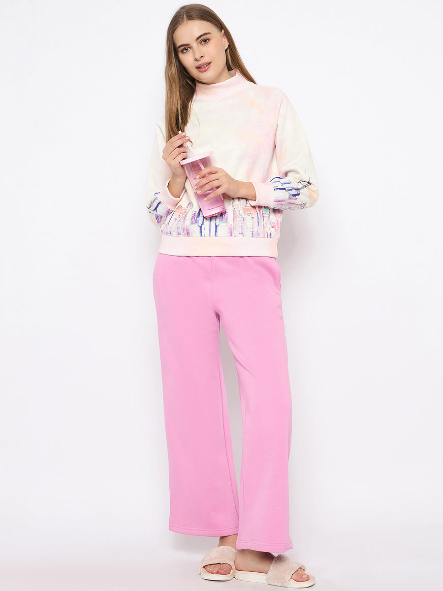 mSECRET Printed Sweatshirt and Bottoms Pink Night suit