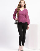 Madame Purple V-Neck Empire Waist Top