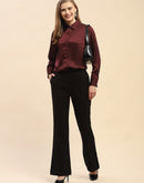 Camla Barcelona Solid Emerald Black Flared Trouser