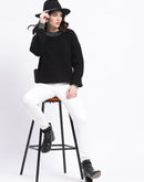 Madame Color Accented Black Buttoned Sweater