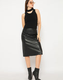 Madame Cutout Sleeveless Mock Neck Black Sweater