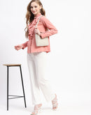 Madame Ruffle Collar Solid Blush Shirt