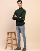 Camla Barcelona High Neck Solid Olive Sweater