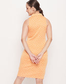 Madame Orange Check Print Polo Dress