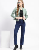 Madame Mint Faux Suede Biker Jacket