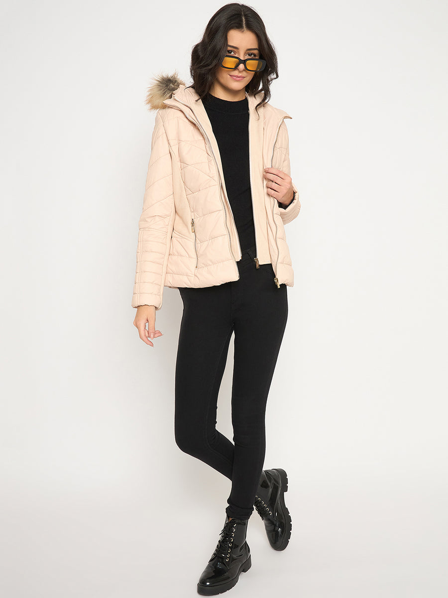 Madame Corduroy Two In One Beige Quilted Jacket