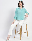 Madame Button-Down Collared Jade Green Shirt