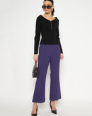 Madame Viscose Blend Open Shoulder With Zip Black Top