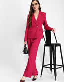 Madame Single Button Notch Lapel Hot Pink Blazer