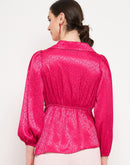 Madame Hot Pink Puff Sleeve Top