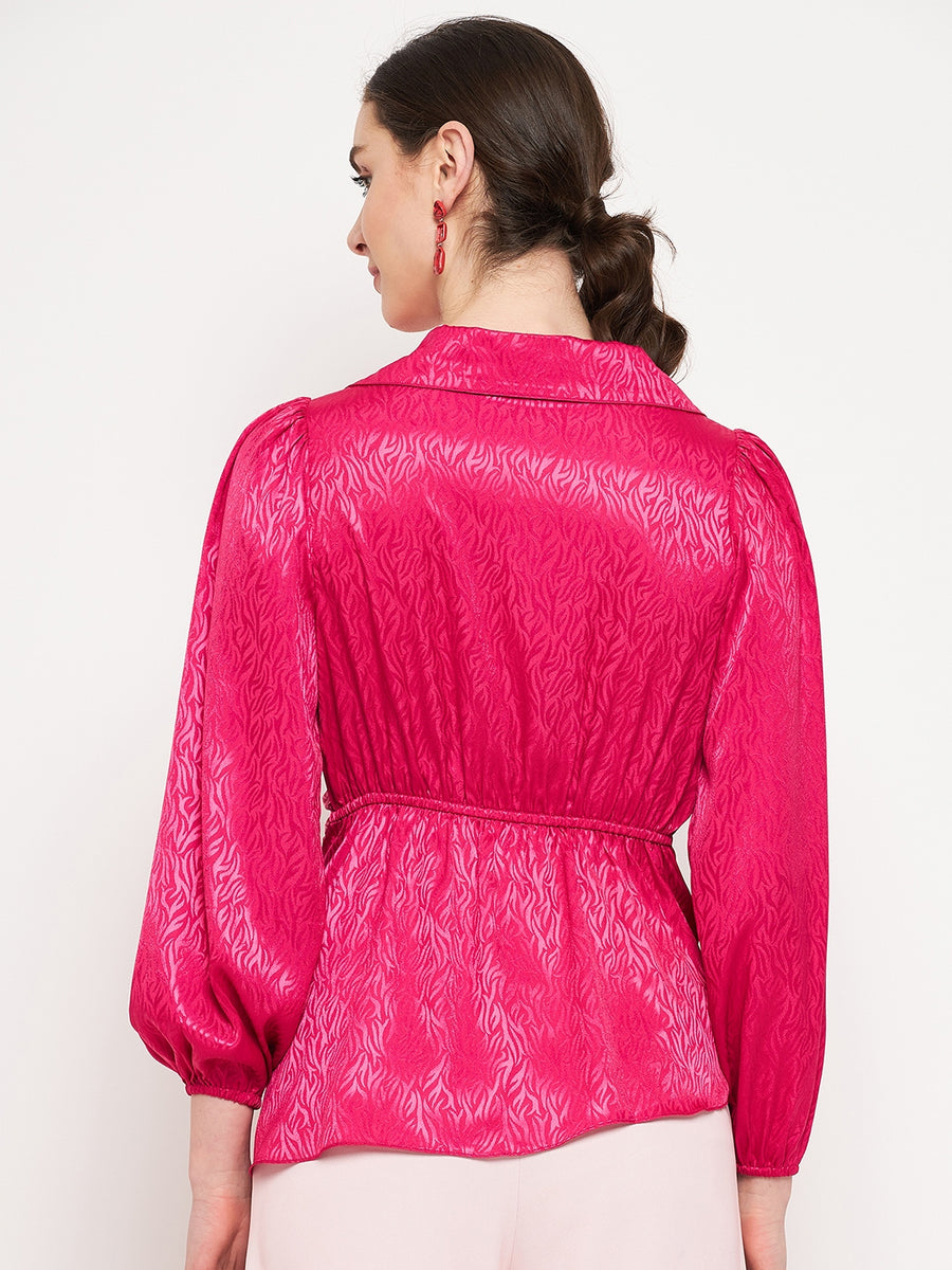 Madame Hot Pink Puff Sleeve Top