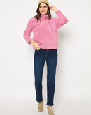 Madame Taffeta Patch Zipped Pink Fur Sweatshirt