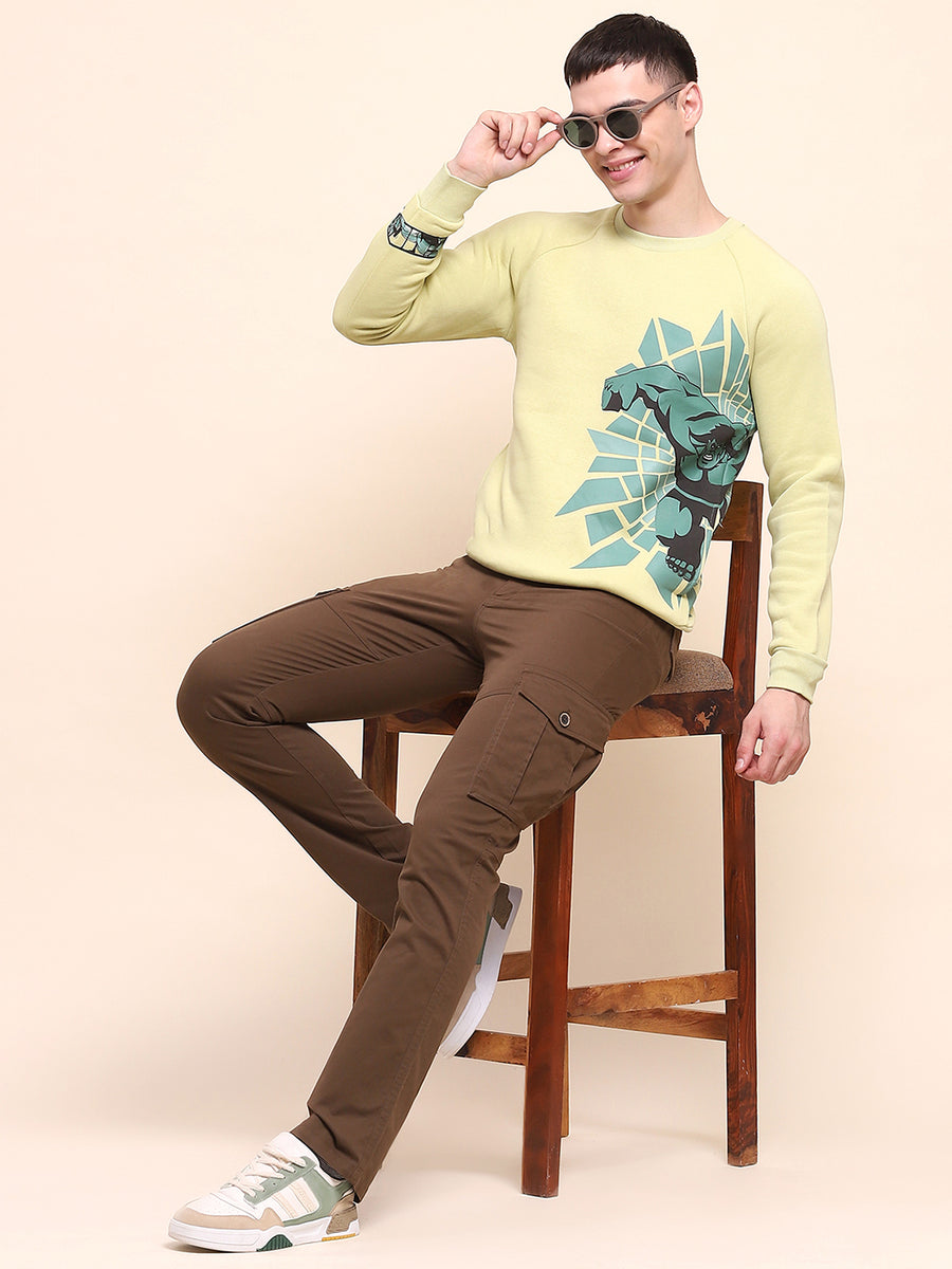 Camla Barcelona Graphic Printed Lime Green Cotton Sweatshirt